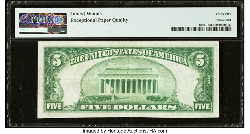 image for: 1929 Type 1 $5  PMG VF35 (Fr. 1800-1)