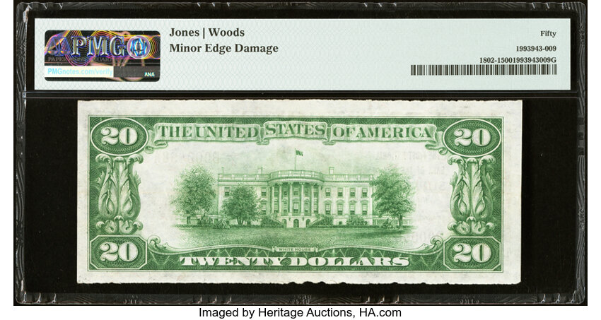 image for: 1929 Type 1 $20  PMG AU50 (Fr. 1802-1)