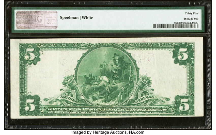 image for: 1902 3rd Charter Period, 3rd Issue $5  PMG VF35 Plain Back (Fr. 609)