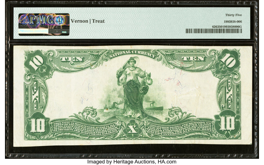 image for: 1902 3rd Charter Period, 3rd Issue $10  PMG VF35 Plain Back (Fr. 626)
