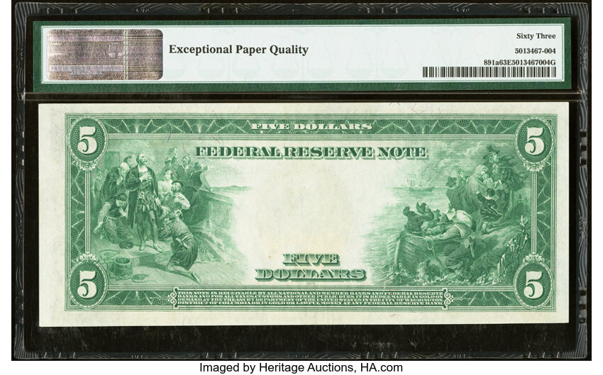 image for: 1914 Blue Seal, San Francisco $5  PMG CU63 (Fr. 891A)