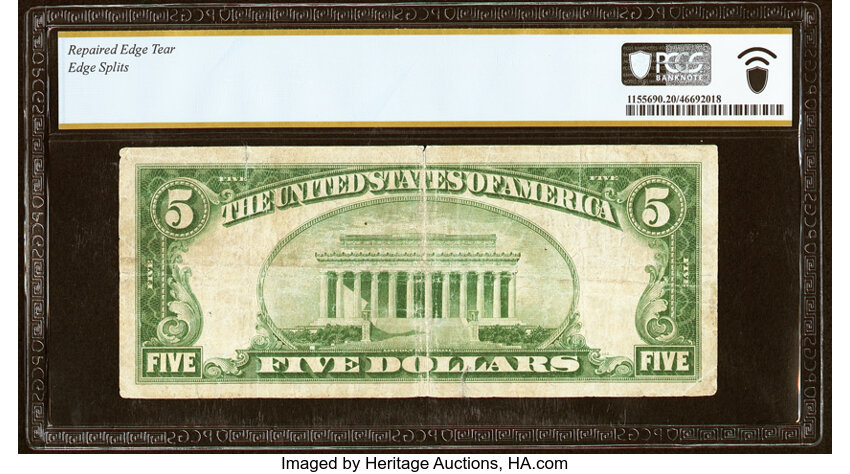 image for: 1929 Type 1 $5  PCGS VF20 (Fr. 1800-1)