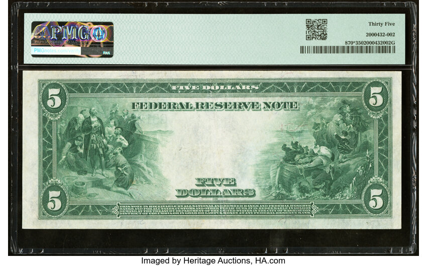 image for: 1914 Blue Seal, Chicago $5  PMG VF35 (Fr. 870)
