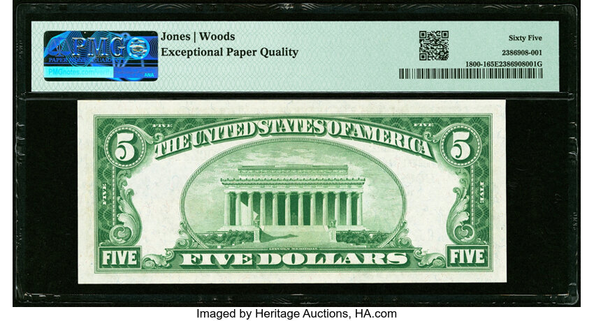 image for: 1929 Type 1 $5  PMG CU65 (Fr. 1800-1)