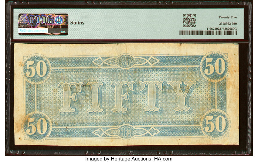 image for: 1864 $50  PMG VF25 (Fr. T66)