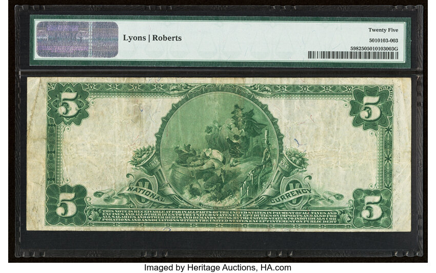 image for: 1902 3rd Charter Period, 3rd Issue $5  PMG VF25 Plain Back (Fr. 598)