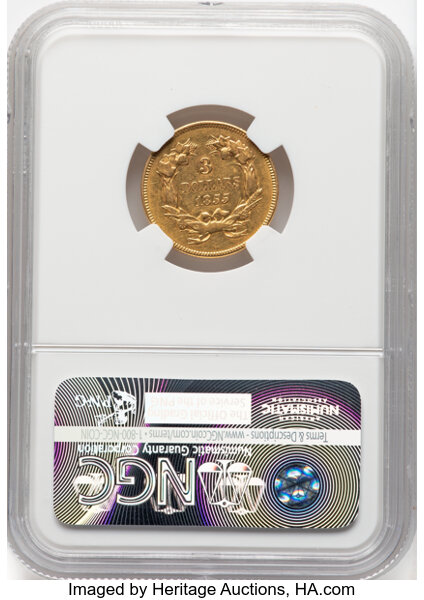 image for: 1855 $3  NGC AU53