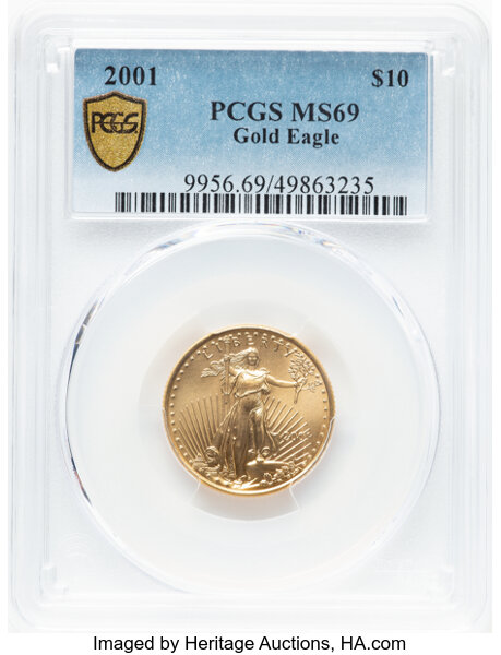 image for: 2001 Gold Eagle $10  PCGS MS69