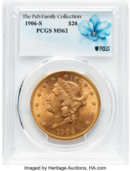 image for: 1906-S $20  PCGS MS62