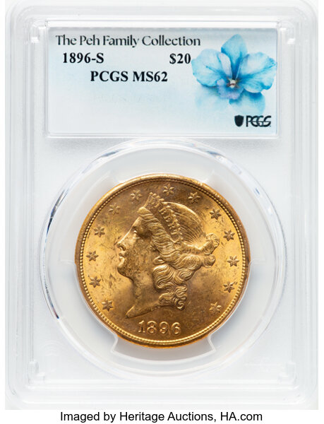 image for: 1896-S $20  PCGS MS62