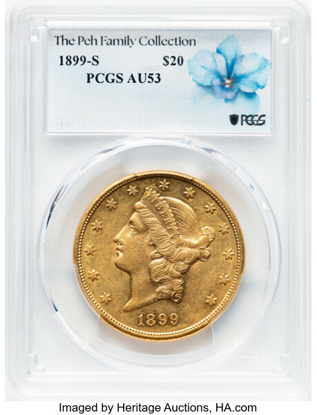 image for: 1899-S $20  PCGS AU53