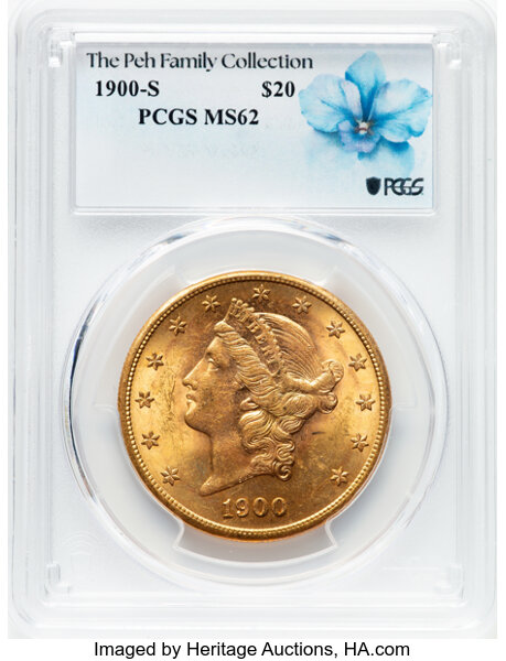 image for: 1900-S $20  PCGS MS62