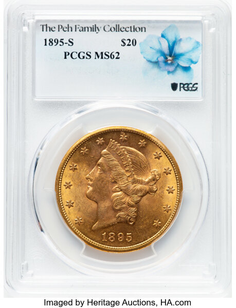 image for: 1895-S $20  PCGS MS62