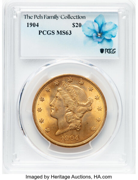 image for: 1904 $20  PCGS MS63