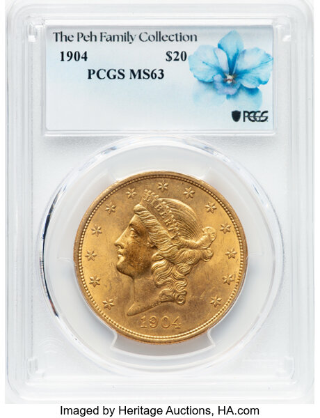 image for: 1904 $20  PCGS MS63