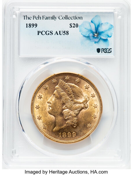 image for: 1899 $20  PCGS AU58