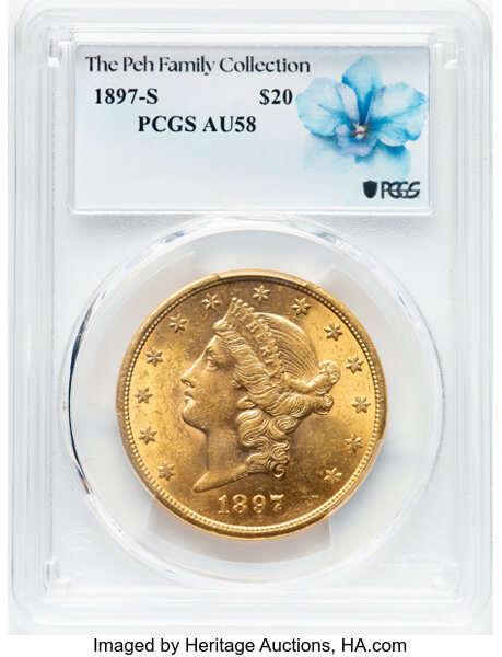 image for: 1897-S $20  PCGS AU58