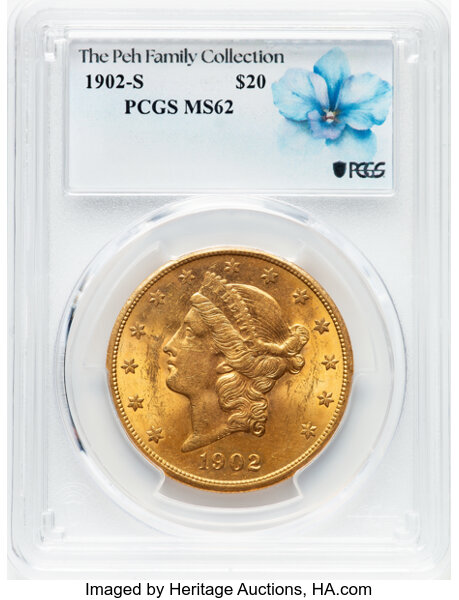 image for: 1902-S $20  PCGS MS62