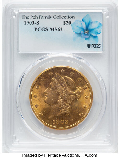 image for: 1903-S $20  PCGS MS62
