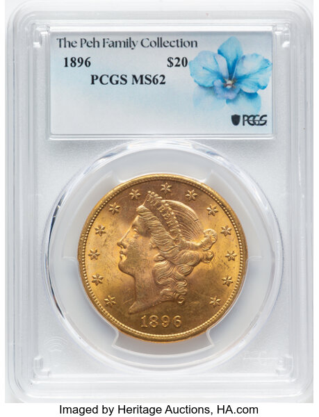 image for: 1896 $20  PCGS MS62