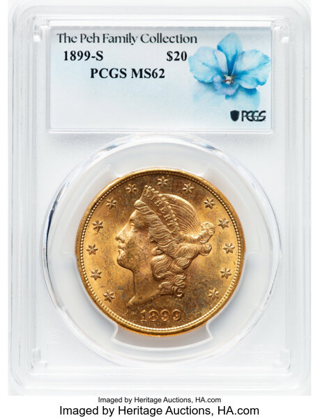 image for: 1899-S $20  PCGS MS62