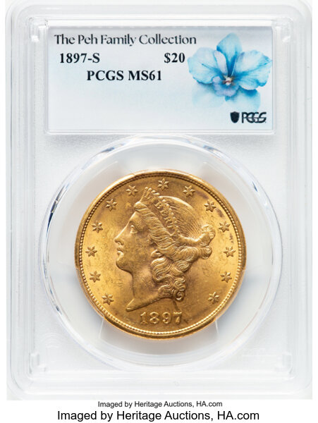 image for: 1897-S $20  PCGS MS61