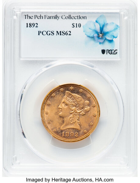image for: 1892 $10  PCGS MS62