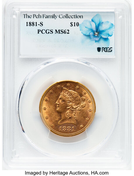 image for: 1881-S $10  PCGS MS62