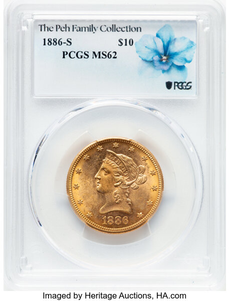 image for: 1886-S $10  PCGS MS62
