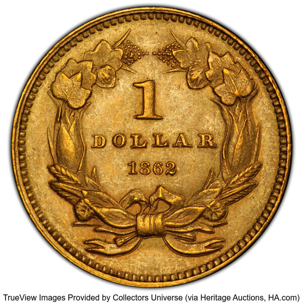 image for: 1862 G$1 PCGS MS63+