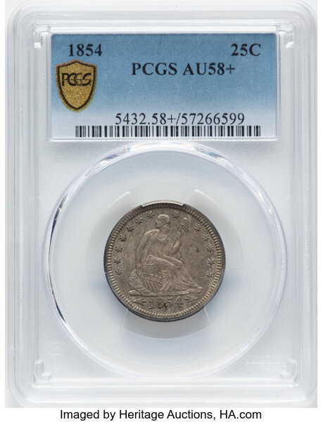image for: 1854 Arrows 25c PCGS AU58