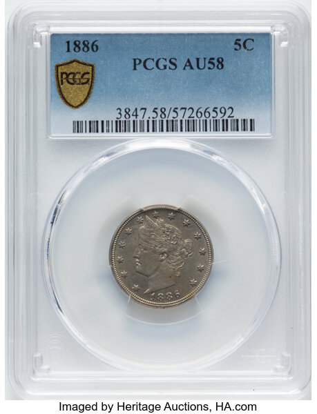 image for: 1886 5c PCGS AU58