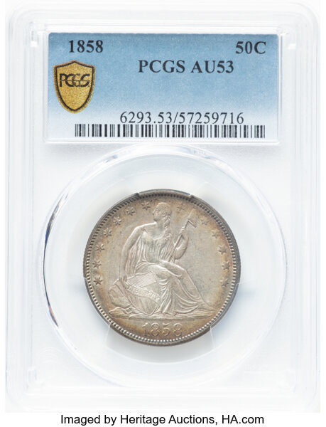 image for: 1858 50c PCGS AU53