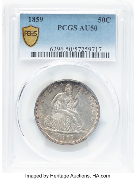 image for: 1859 50c PCGS AU50