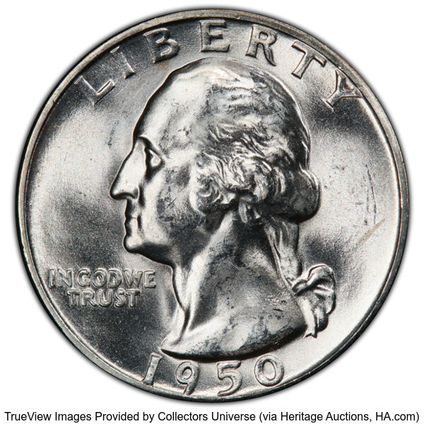 image for: 1950-D 25C Doubled Die Reverse, FS-801, MS64 PCGS. CAC. (FS-020). PCGS Population: (11/13). MS64. Mintage 21,075,600....