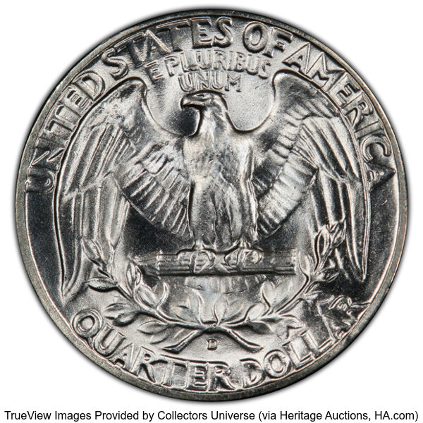 image for: 1950-D 25C Doubled Die Reverse, FS-801, MS64 PCGS. CAC. (FS-020). PCGS Population: (11/13). MS64. Mintage 21,075,600....