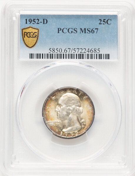 image for: 1952-D 25c PCGS MS67