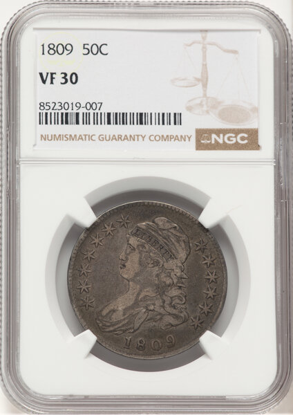 image for: 1809 50C Normal Edge, O-111, R.2, VF30 NGC....