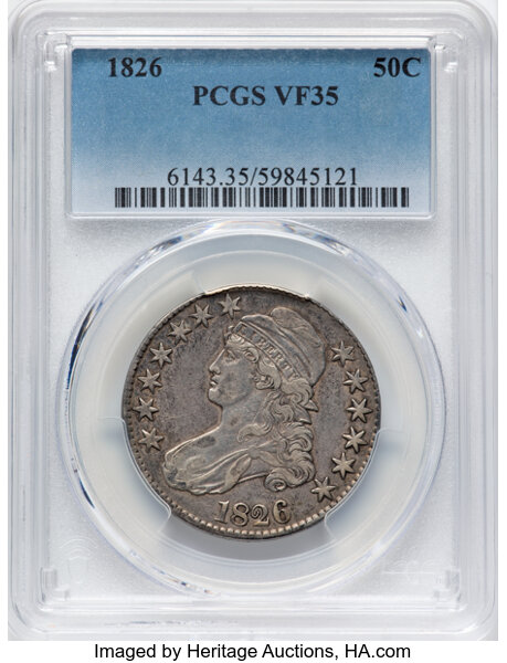 image for: 1826 50C O-108, Low R.4, VF35 PCGS.  Mintage 4,000,000....