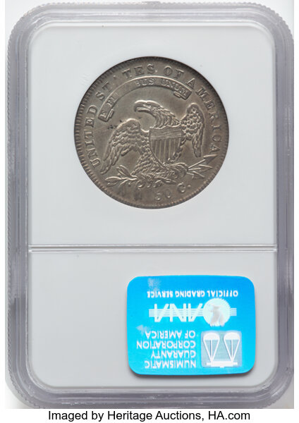 image for: 1834 50C Small Date, Small Letters, O-116, R.1 AU55 NGC.  Mintage 6,412,004....