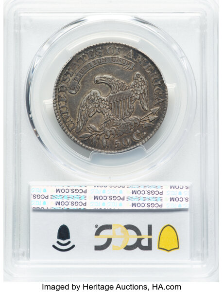 image for: 1828 50C Square Base 2, Small 8s, Large Letters, O-110, R.2, XF40 PCGS....