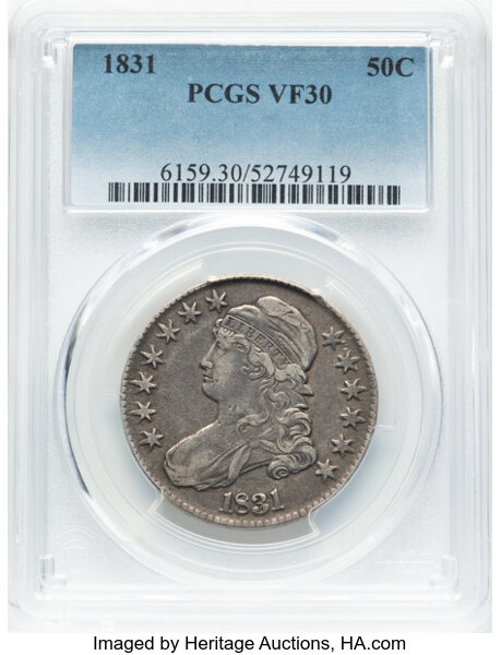 image for: 1831 50C O-108, R.1, VF30 PCGS.  Mintage 5,873,660....