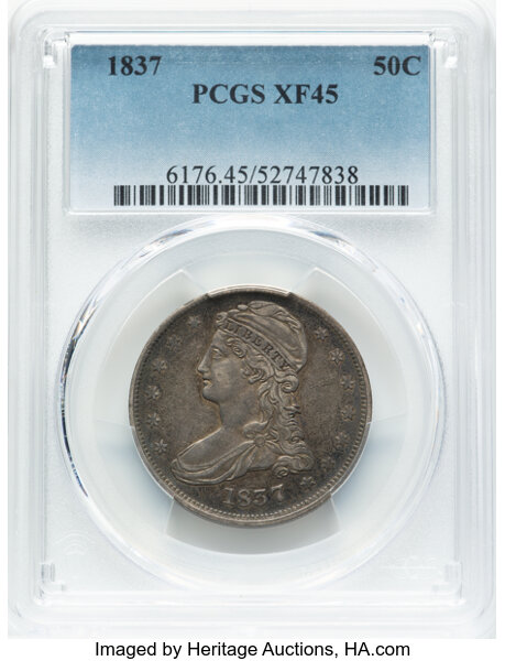 1836 Capped Bust Half Dollar Lettered Edge, Bar Dot O 121