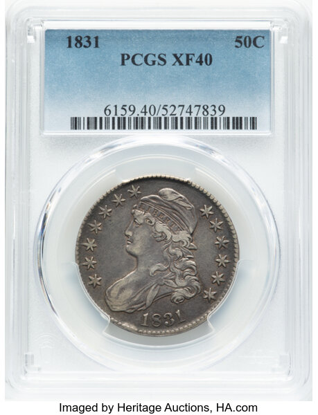 image for: 1831 50C O-102, R.1, XF40 PCGS.  Mintage 5,873,660....
