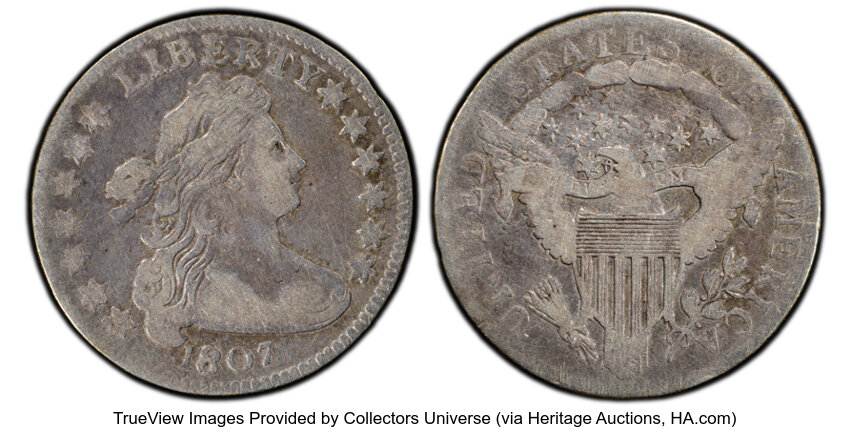 image for: 1807 10C JR-1, R.1, Fine 12 PCGS. PCGS Population: (3/13).  Mintage 165,000....