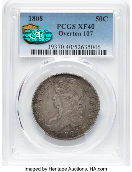 image for: 1808 O-107 50c PCGS XF40 CAC