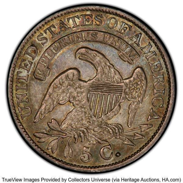 image for: 1834 H10C V-4, LM-4, R.1, AU53 PCGS. CAC. CAC Population: (5/108). Mintage 1,480,000....