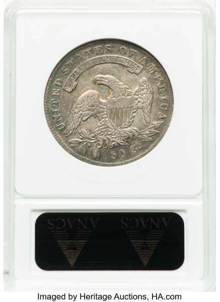 image for: 1834 50C Small Date, Small Letters, O-116, R.1, AU50 ANACS. Housed in a small-sized holder.  Mintage 6,412,004....