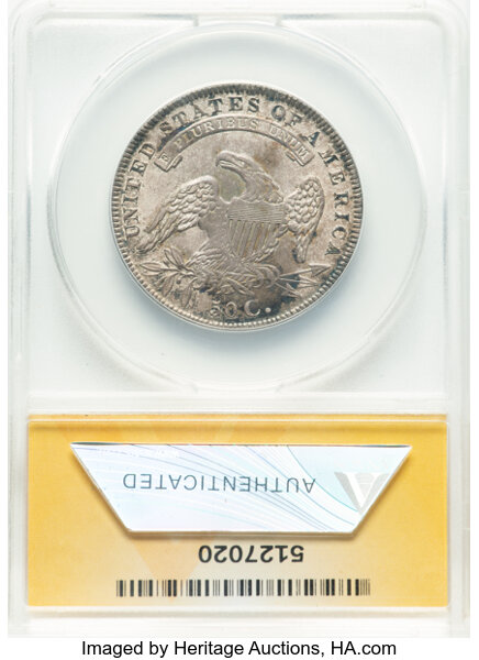 image for: 1834 50C Large Date, Small Letters, O-106, R.1, AU55 ANACS....