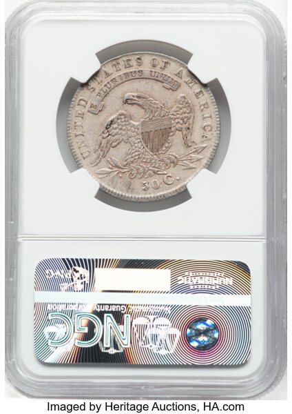 image for: 1834 50C Large Date, Small Letters, O-107, R.1, AU55 NGC.  Mintage 6,412,004....
